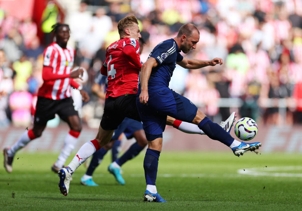 Christian Eriksen i kamp for Manchester United.