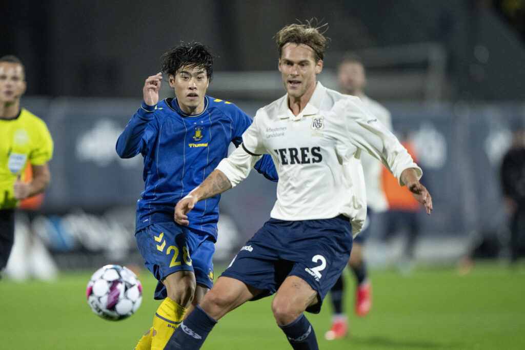 Felix Beijmo i kampen mellem AGF og Brøndby.