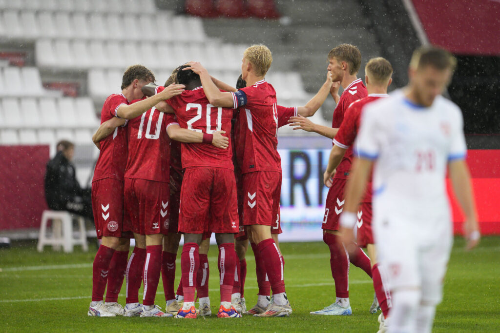 Det danske U21-landshold jubler