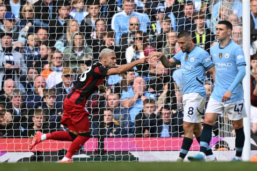 Andreas Pereira fejre sit mål mod Manchester City