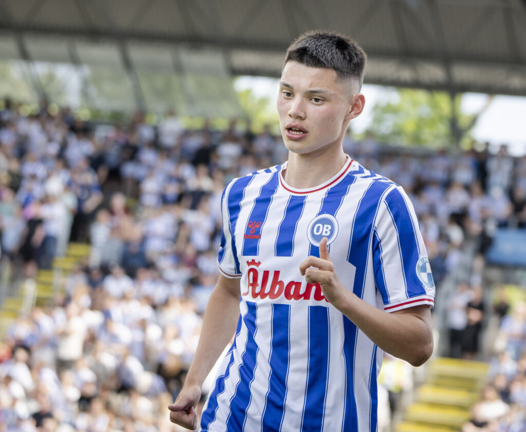 Tobias Slotsager i OB's kamp mod Randers FC.