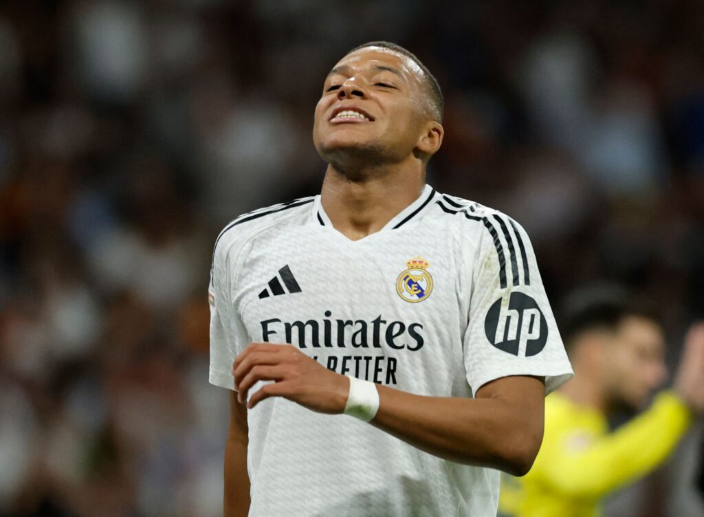 Kylian Mbappé i kamp for Real Madrid.