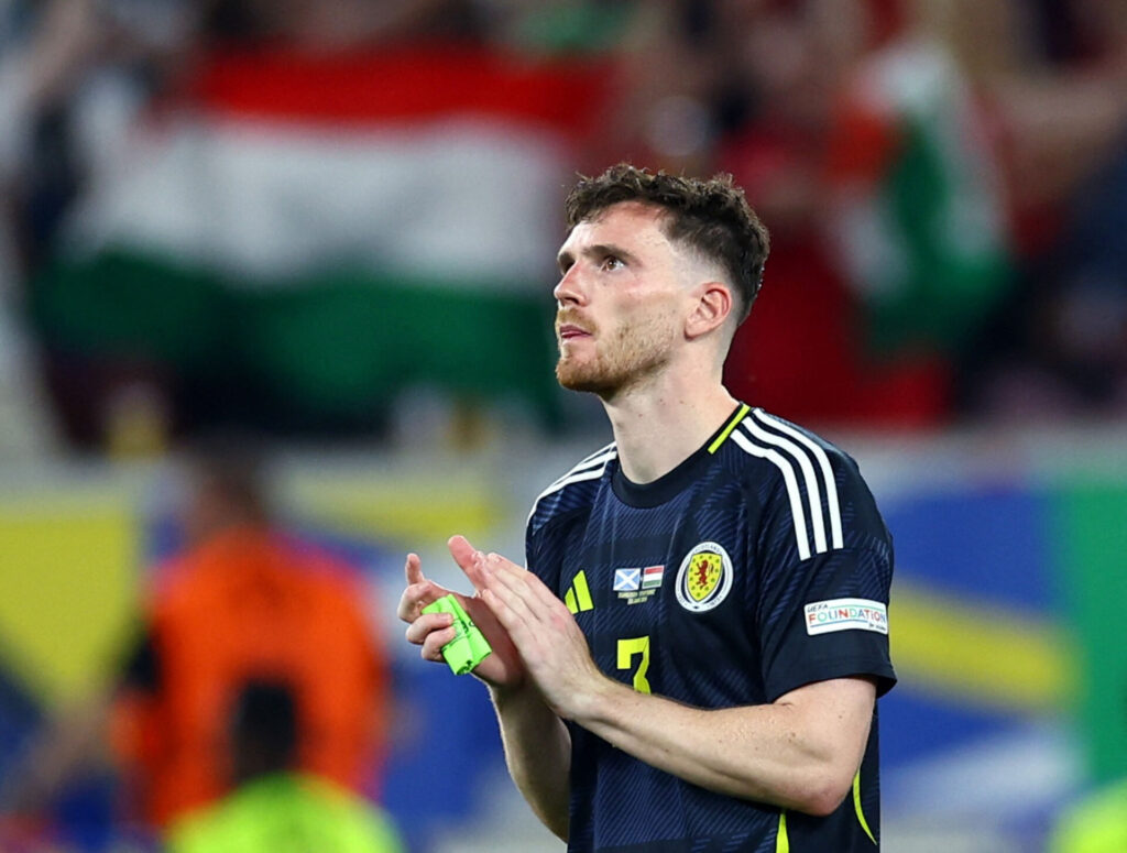 Andy Robertson efter en kamp for det skotske landshold ved EM 2024.