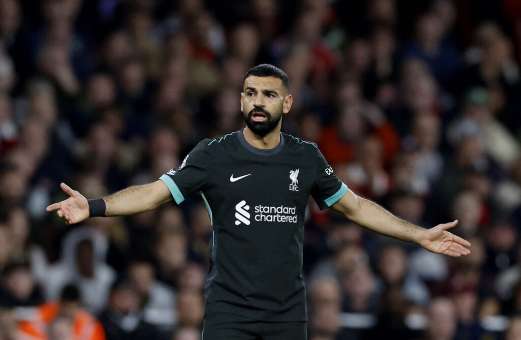 Mohamed Salah under kampen mellem Liverpool og Arsenal.