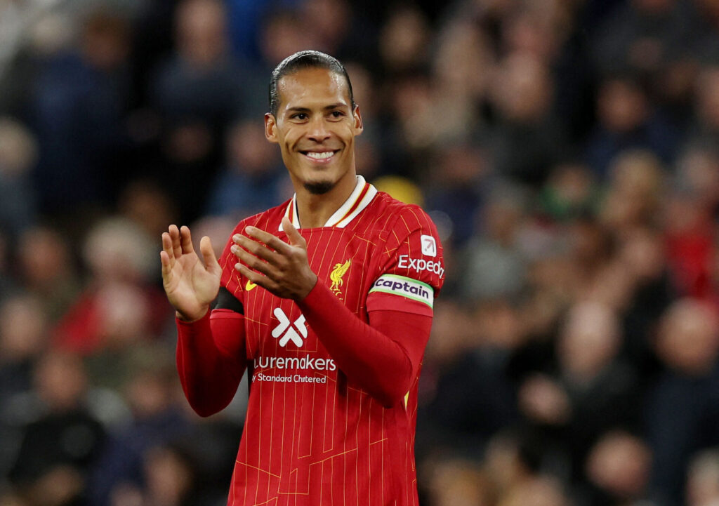 En smilende Virgil van Dijk efter Liverpools sejr over Chelsea.