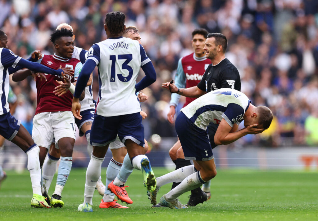 Mohammed Kudus mister fatningen mod Tottenham.