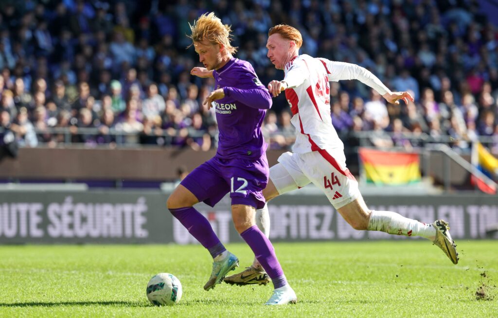 KAsper Dolberg under Jupiler Pro League-kampen mellem Anderlecht og Standard Liege.