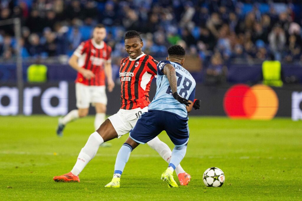 Rafael Leao i aktion for AC Milan mod Slovan Bratislava i Champions League.