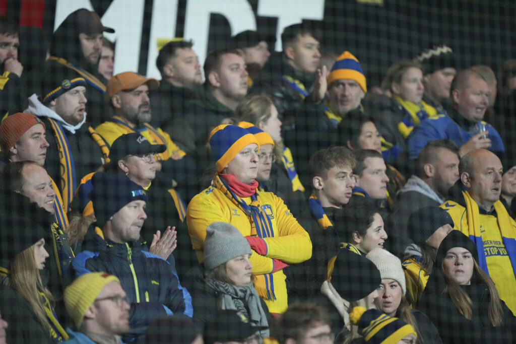 Tydeligt skuffede Brøndby-fans på lægterne mod Sønderjyske.