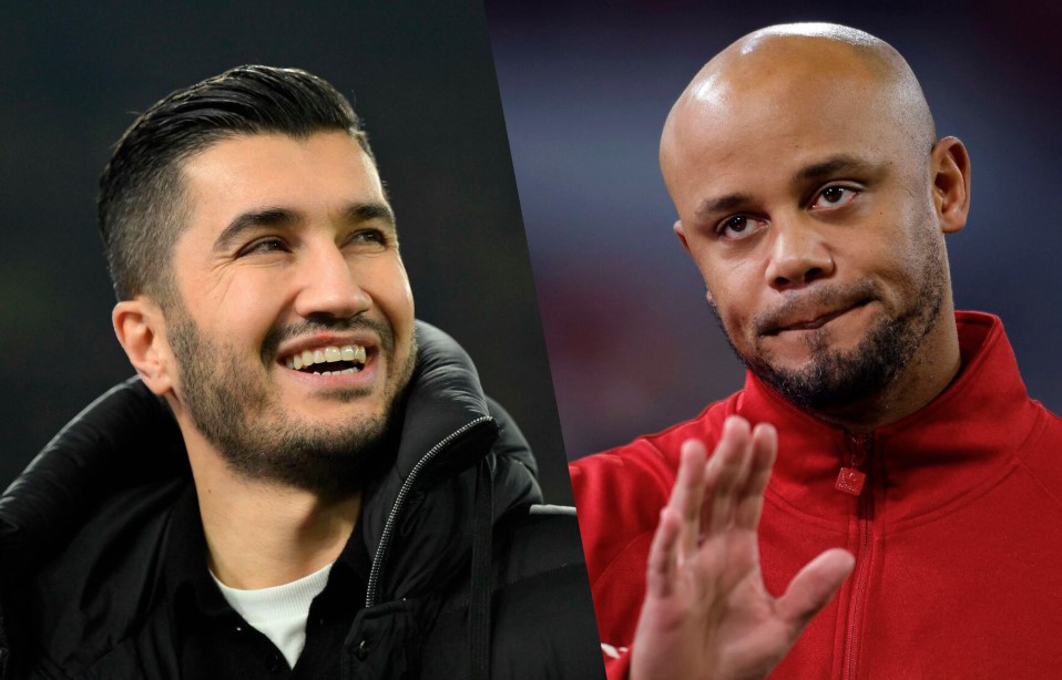 Dortmund-træner Nuri Sahin og Bayern München-træner Vincent Kompany.