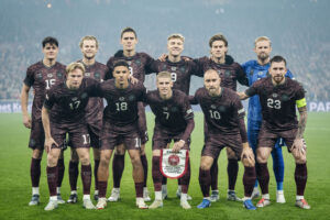Det danske landshold forud for kampen mod Spanien ved Nations League.