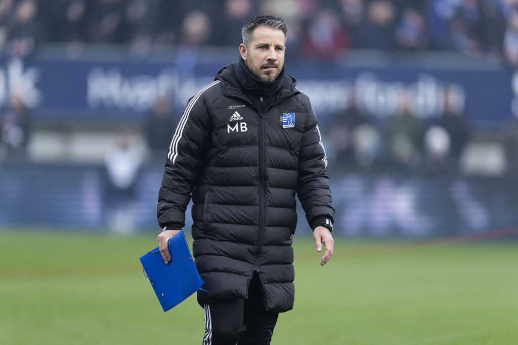 Lyngbys Cheftræner Mikkel Beckmann under superligakampen mellem Lyngby Boldklub og Hvidovre IF på Lyngby Stadion søndag den 3. marts 2024.