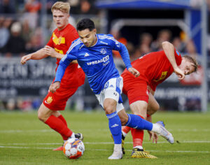 Lyngbys Rezan Corlu under superligakampen mellem Lyngby Boldklub og FC Nordsjælland i Lyngby