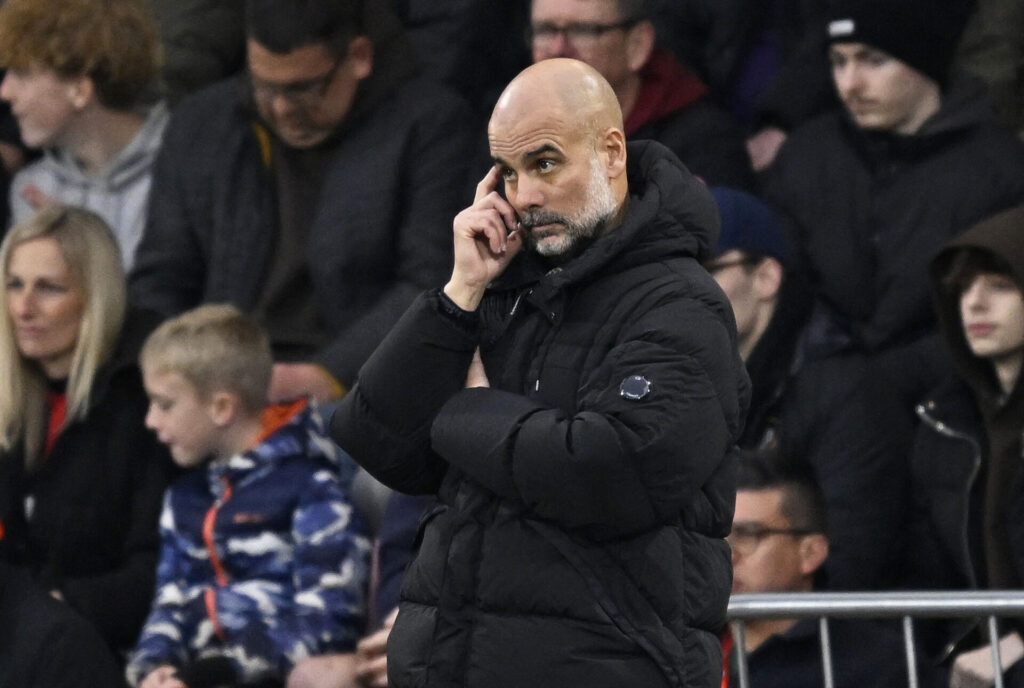 Pep Guardiola under Premier LEague-kampen mellem Manchester City og Bournemouth.