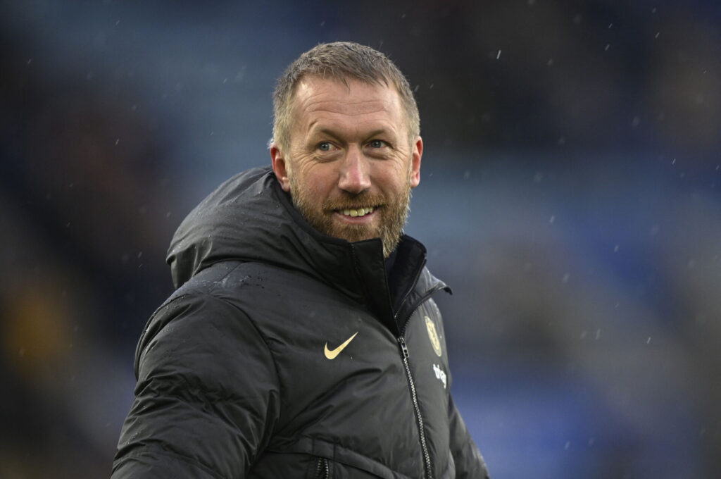 Smilende Graham Potter i kampen mod Leicester City