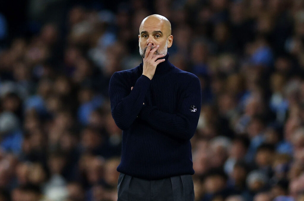 Pep Guardiola under kampen mellem Manchester City og Tottenham i Premier League