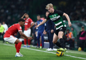 Conrad Harder i aktion for Sporting i ligakampen mod Santa Clara.