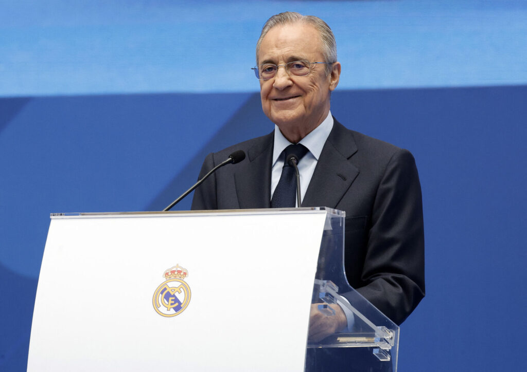 Real Madrids præsident, Florentino Perez, på dagen hvor Kylian Mbappé blev præsenteret i klubben.