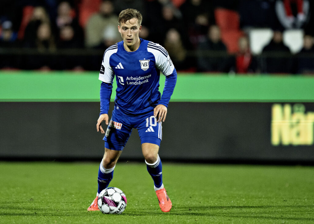 Kristian Kirkegaard i aktion for Vejle Boldklub.