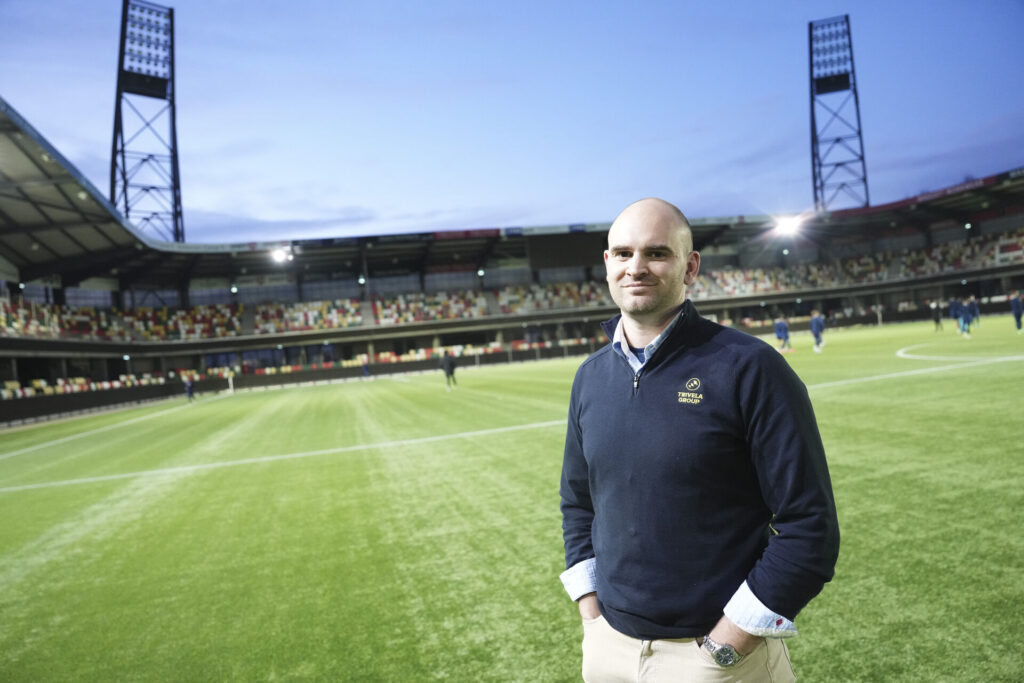 Benjamin Boycott administrerende direktør for Trivela Group efter pressemødet i Søholthuset på JYSK park i Silkeborg, tirsdag den 19. november 2024. Trivela Group overtager aktiemajoriteten i Silkeborg IF A/S.. (Foto: Claus Fisker/Ritzau Scanpix)