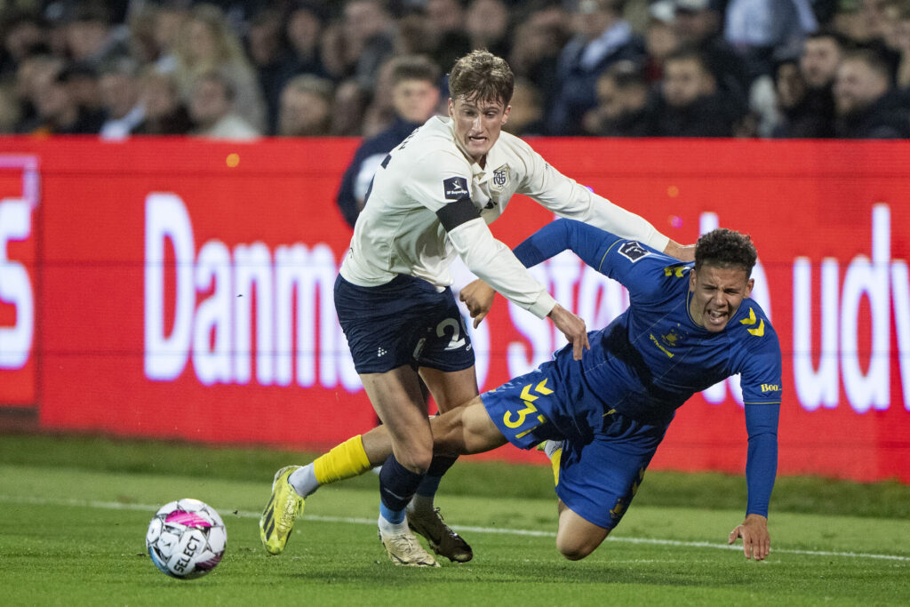 Jacob Andersen tegnede sig for det ene af de to mål, som AGF mandag scorede i en testkamp mod Brabrand IF.