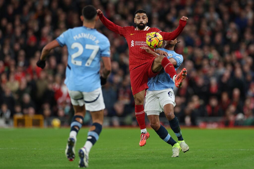 Mohamed Salah i aktion for Liverpool mod Manchester City.