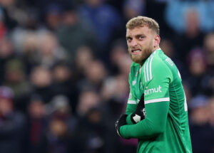 Michele Di Gregorio under Champions League-kampen mellem Aston Villa og Juventus. Manchester City vil angiveligt hente ham som erstatning for Ederson