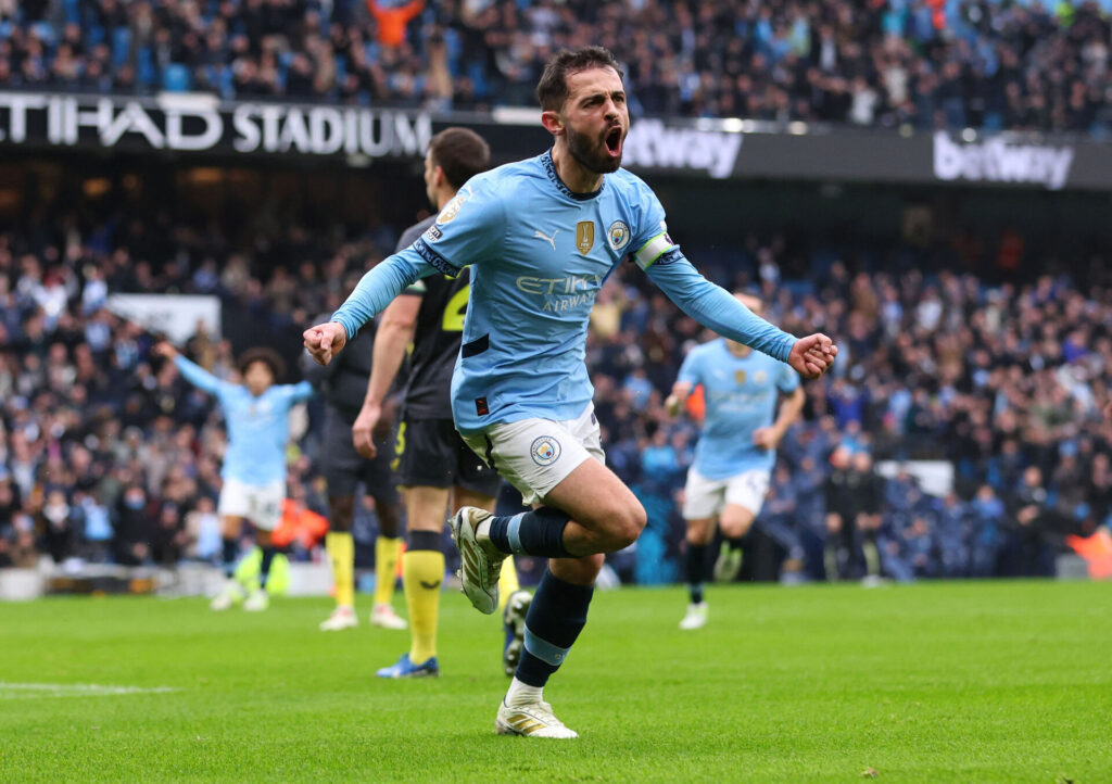 Bernardo Silva jubler efter kasse for Manchester City