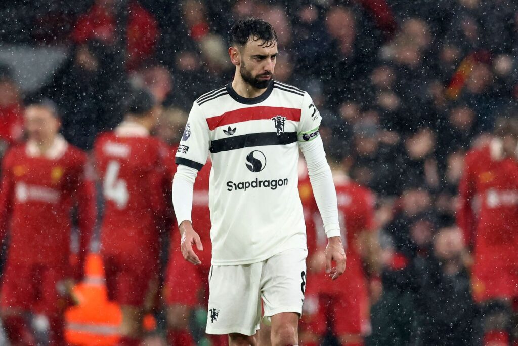 Bruno Fernandes efter kampen mellem Liverpool og Manchester United.