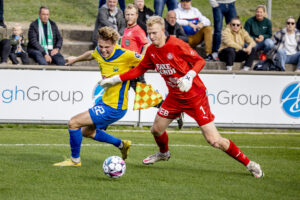 Martin Huldahl (22) 2. divisions fodboldkampen imellem Næstved og Skive i Næstved, søndag den 20. oktober 2024.