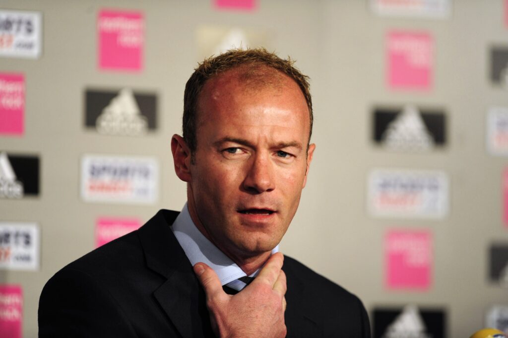 Newcastle United's interim manager Alan Shearer speaks to the media during a news conference at St James' Park in Newcastle, northern England April 2, 2009. Shearer will be the club's manager until the end of the present season. REUTERS/Nigel Roddis (BRITAIN SPORT SOCCER)