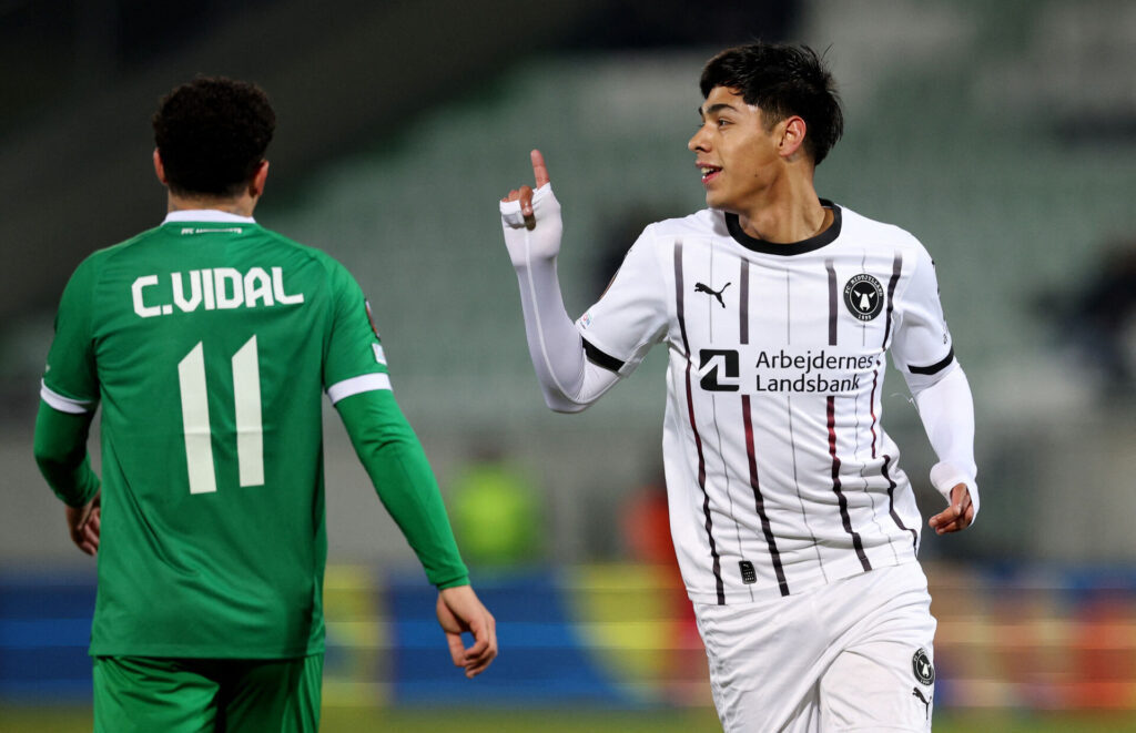 Dario Osorio tegnede sig for en flot scoring for FC Midtjylland i Europa League.