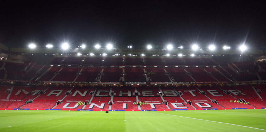 MAnchester Uniteds hjemmebane Old Trafford uden tilskuere.