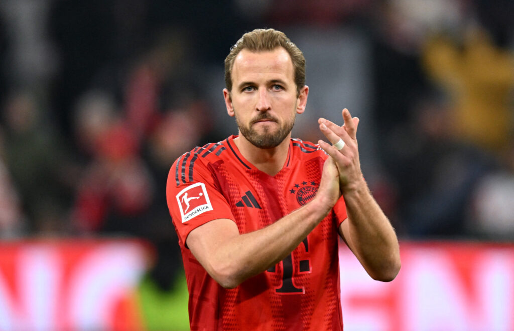 Soccer Football – Bundesliga – Bayern Munich v Werder Bremen – Allianz Arena, Munich, Germany – February 7, 2025 Bayern Munich’s Harry Kane celebrates after the match REUTERS/Angelika Warmuth DFL REGULATIONS PROHIBIT ANY USE OF PHOTOGRAPHS AS IMAGE SEQUENCES AND/OR QUASI-VIDEO.