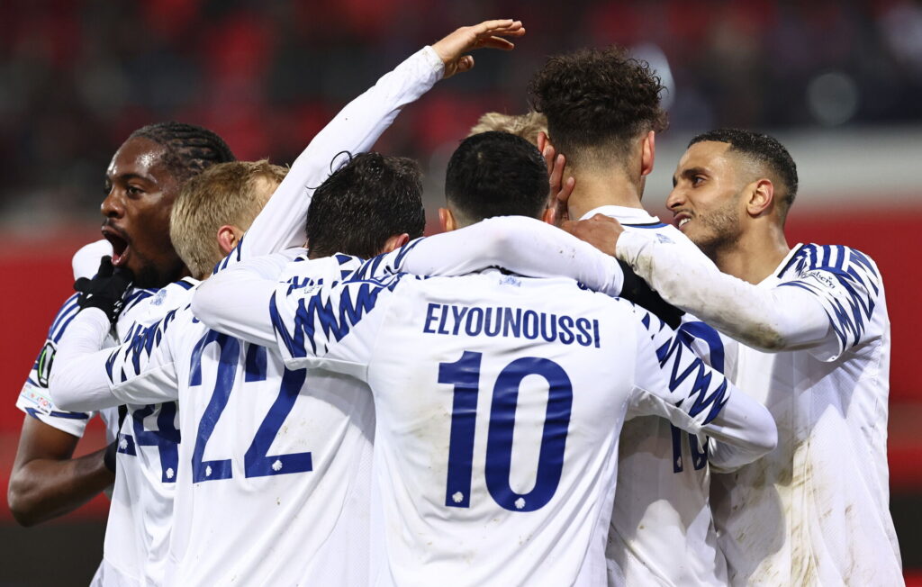 F.C: København-spillerne jubler over scoring mod Heidenheim.