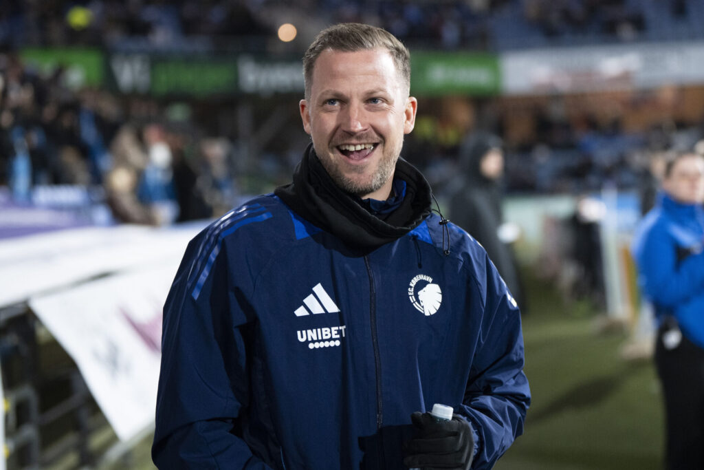 Jacob Neestrup med et smil på læben efter FCK's kamp mod Randers.