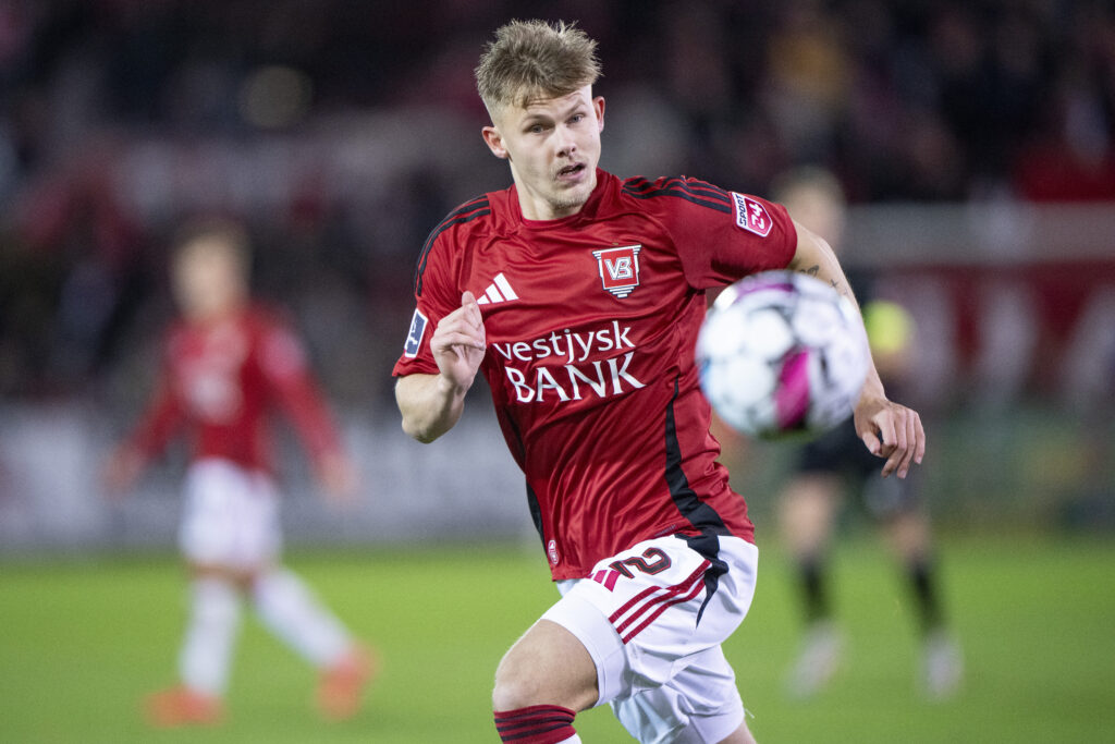 Vejles Thomas Gundelund under superligakampen mellem Vejle Boldklub og Sønderjyske på Vejle Stadion fredag den 8. november 2024.