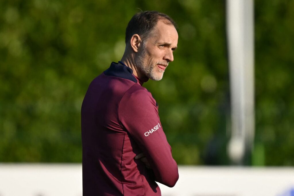 Thomas Tuchel til træning med det engelske fodboldlandshold.