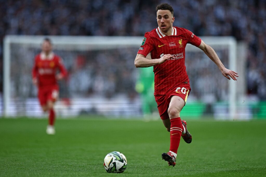 Diogo Jota i kamp for Liverpool.