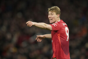 Rasmus Højlund i aktion for Manchester United