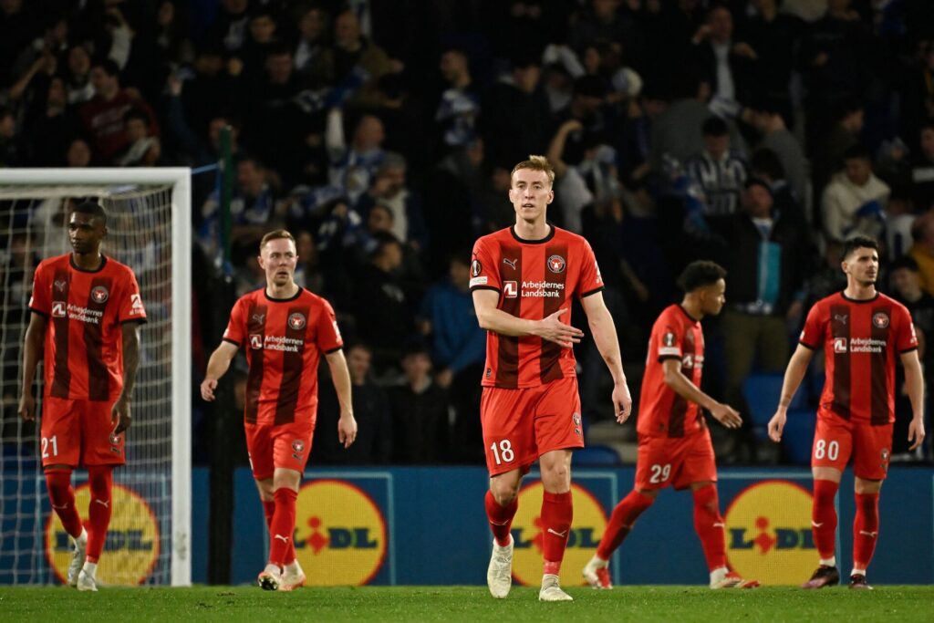 FC Midtjylland-spillerne går.