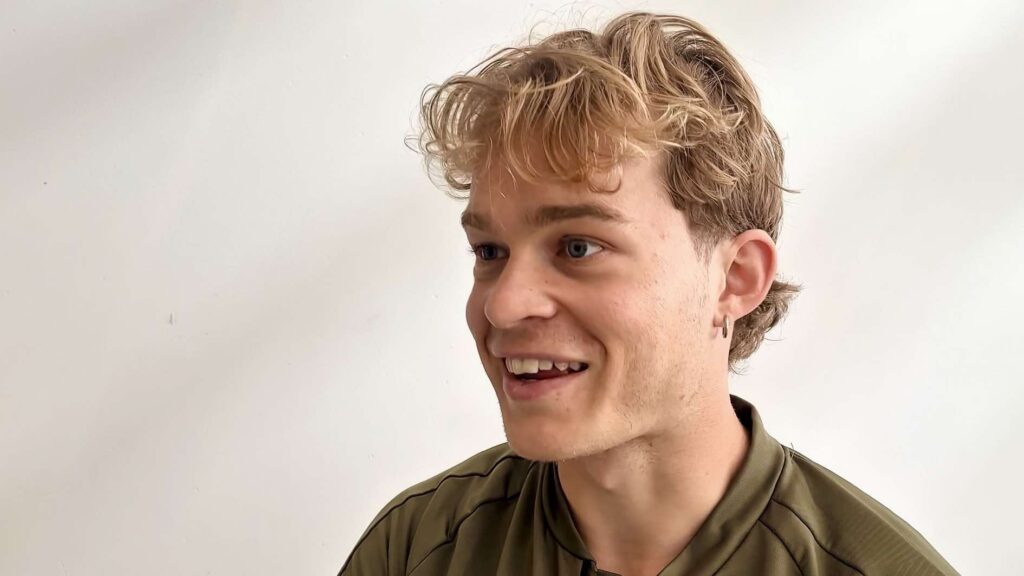 AGF's Mads Emil Madsen efter træning på Fredensvang.