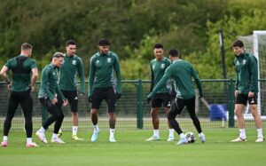 Aston Villas spillere til træning.