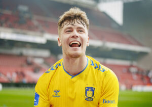 Brøndbys Mathias Kvistgaarden efter superligakampen mellem FC København og Brøndby IF i Parken mandag den 1. april 2024
