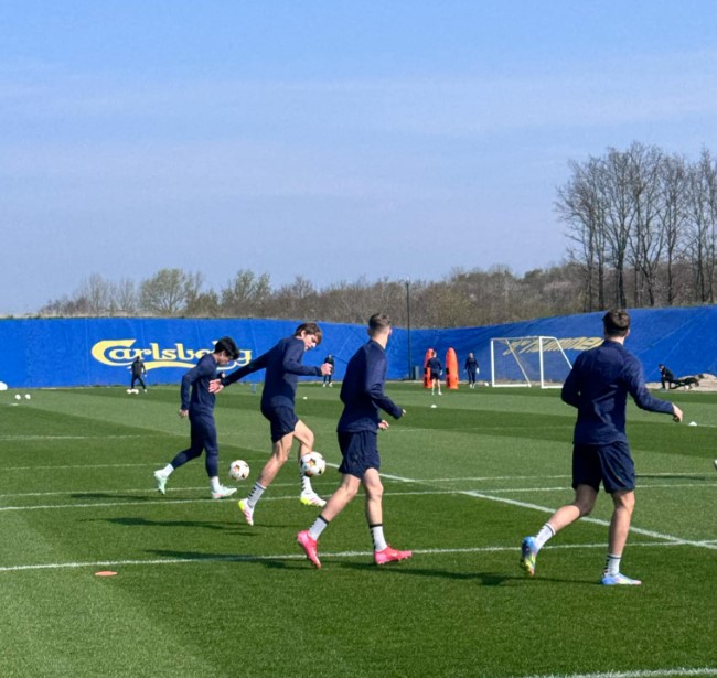 Et billede fra et træningspas i Brøndby IF.