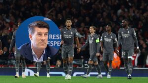 Michael Laudrup i kolage med Real Madrids skuffede spillere.