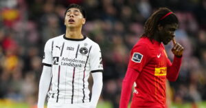 FC MIdtjyllands Dario Osorio med lukkede øjne.