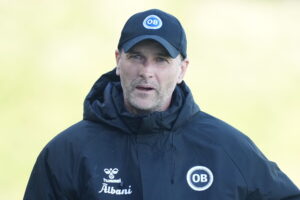 OB-cheftræner Søren Krogh under kampen mod FC Fredericia.