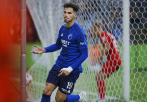 Amin CHiakha fejrer en scoring for FC København.