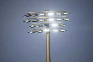 Lysmast på det midlertidige stadion i Aarhus.